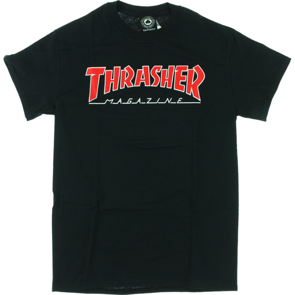 Thrasher Magazine Outlined Black Men's Short Sleeve T-Shirt - Large
