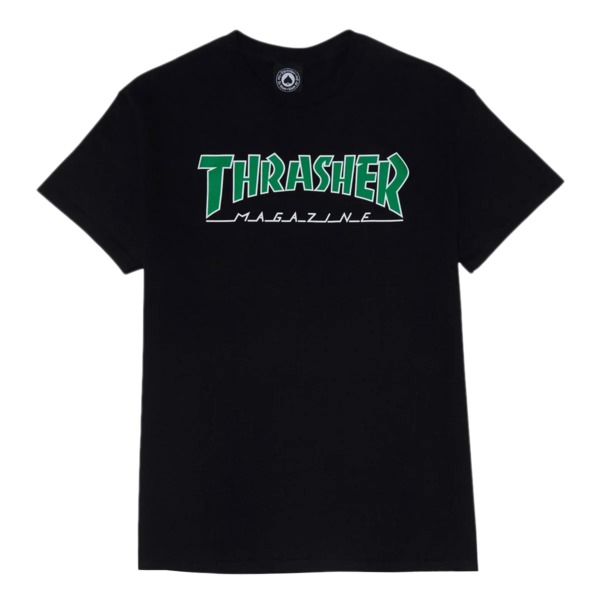 Thrasher Magazine Outlined Black / White / Green Men's Short Sleeve T-Shirt - X-Large Thrasher Magazine Outlined Black / White / Green Men's Short Sleeve T-Shirt - X-Large