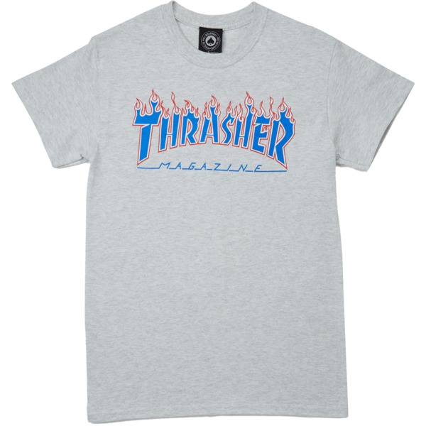 Thrasher Magazine Patriot Flame Men's Short Sleeve T-Shirt in Heather Grey