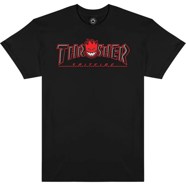 Thrasher Magazine Spitfire Bighead Outline Black Men's Short Sleeve T-Shirt - Medium