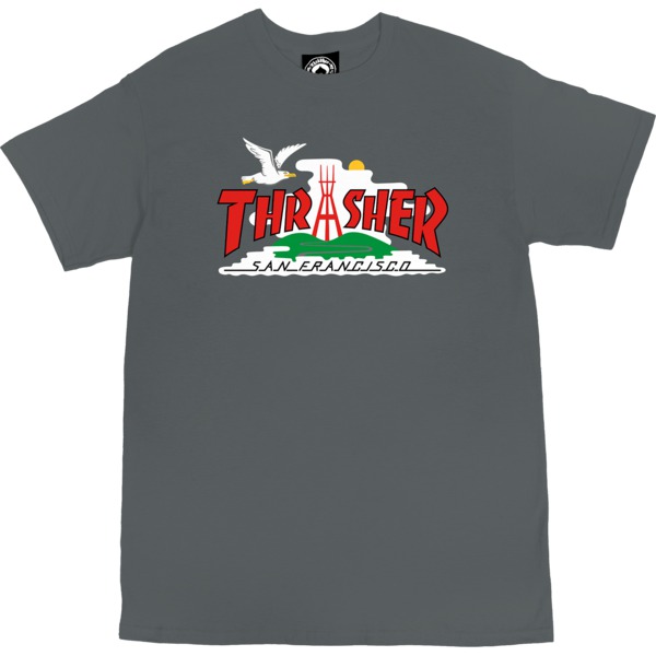 Thrasher Magazine The City Charcoal Men's Short Sleeve T-Shirt - Large