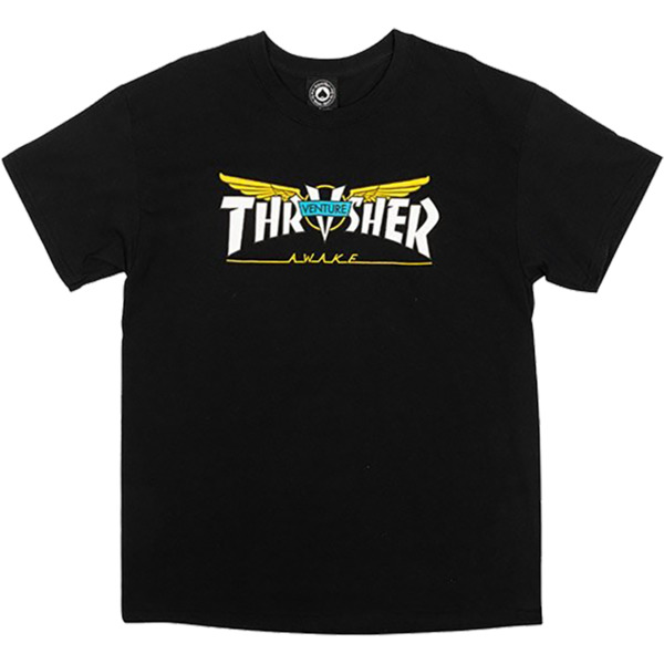 Thrasher Magazine Venture Collab Black / White / Yellow Men's Short Sleeve T-Shirt - Small