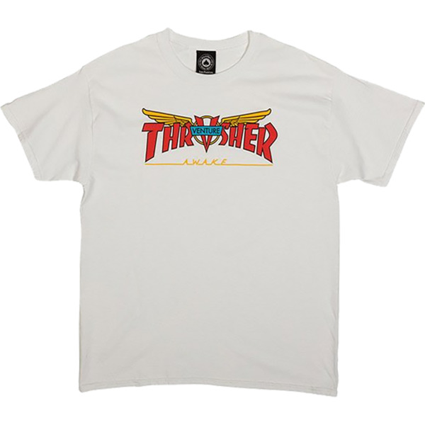 Thrasher Magazine Venture Collab Men's Short Sleeve T-Shirt in White / Red / Yellow