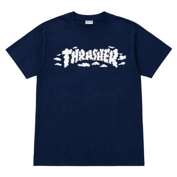 Thrasher Magazine Clouds by Spanky Long Navy Men's Short Sleeve T-Shirt - Small Thrasher Magazine Clouds by Spanky Long Navy Men's Short Sleeve T-Shirt - Small