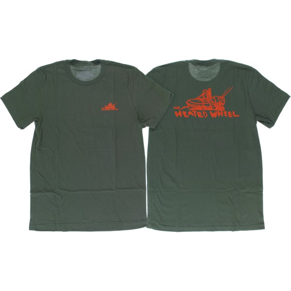 The Heated Wheel Skateboards Grasshopper Men's Short Sleeve T-Shirt in Army / Orange