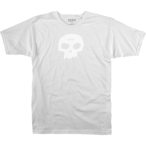 Zero Skateboards Single Skull White / White Men's Short Sleeve T-Shirt - Medium