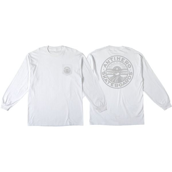 Anti Hero Skateboards Stay Ready DBL Pocket White Men's Long Sleeve T-Shirt - Small