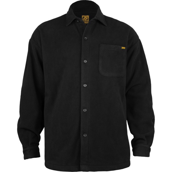 Bones Wheels Black & Gold Black Button Up Fleece Jacket - Medium