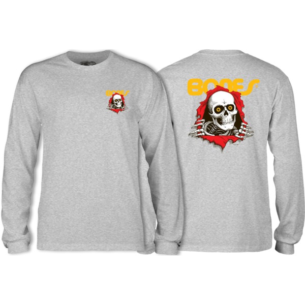 Powell Peralta Ripper Heather Grey Men's Long Sleeve T-Shirt - Small