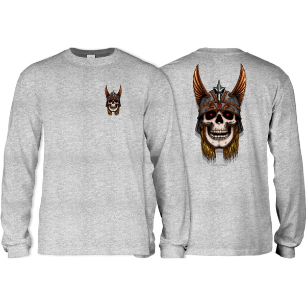 Powell Peralta Andy Anderson Skull Men's Long Sleeve T-Shirt in Heather Grey