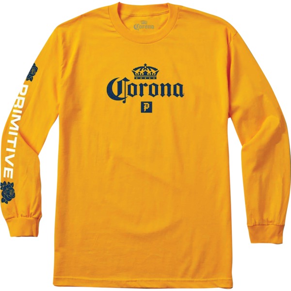 Primitive Skateboarding Corona Cerveza Men's Long Sleeve T-Shirt in Gold