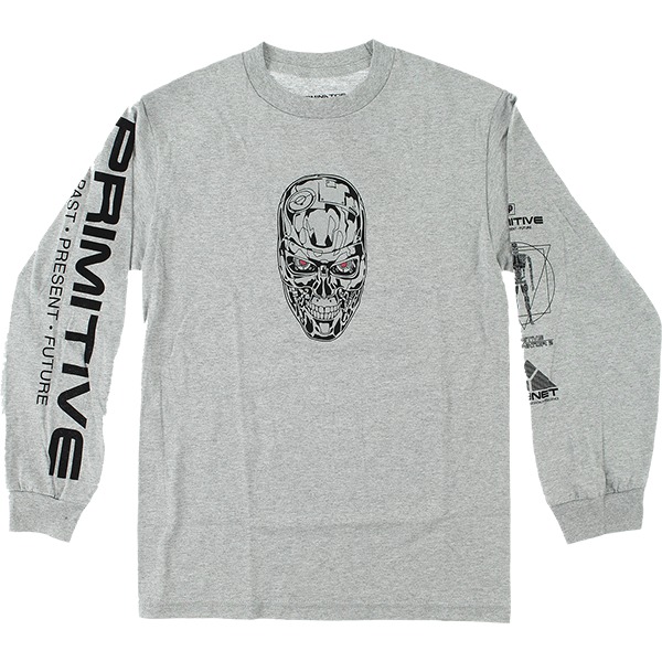 Primitive Skateboarding Skynet Heather Grey Men's Long Sleeve T-Shirt - Small