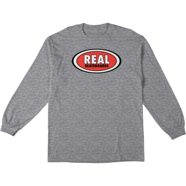 Real Skateboards Oval Men's Long Sleeve T-Shirt in Athletic Heather / Red