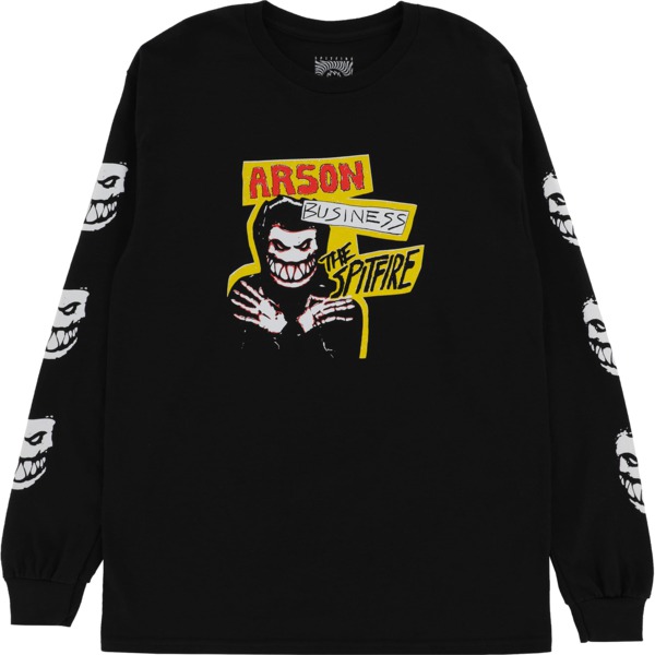 Spitfire Wheels Arson Business Black / Glow Men's Long Sleeve T-Shirt - Small