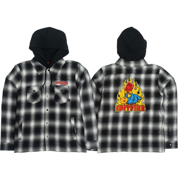 Spitfire Wheels Demonseed Black / White Hooded Flannel - X-Large