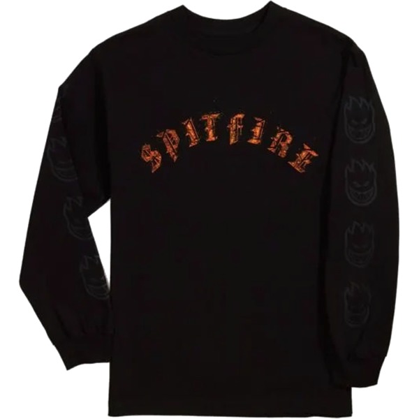 Spitfire Wheels Old E Embers Men's Long Sleeve T-Shirt in Black