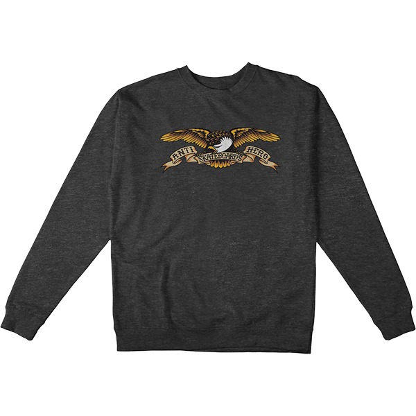 Anti Hero Skateboards Eagle Charcoal / Heather / Black Men's Crew Neck Sweatshirt - Medium Anti Hero Skateboards Eagle Charcoal / Heather / Black Men's Crew Neck Sweatshirt - Medium