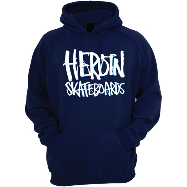 Heroin Skateboards Heroin Script Men's Hooded Sweatshirt in Navy
