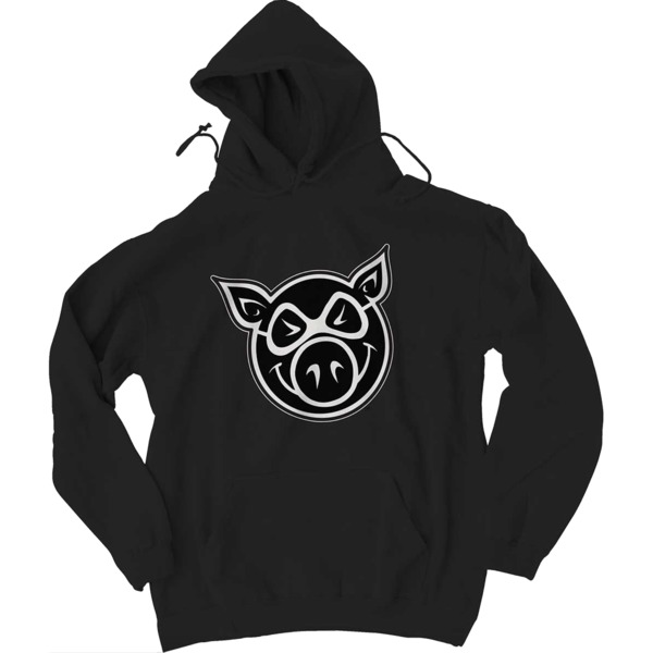 Pig Wheels Head Men's Hooded Sweatshirt in Black