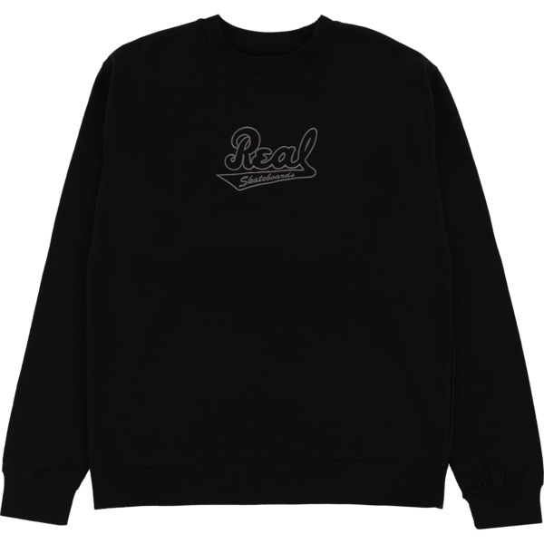 Real Skateboards Script Embroidered Men's Crew Neck Sweatshirt in Black