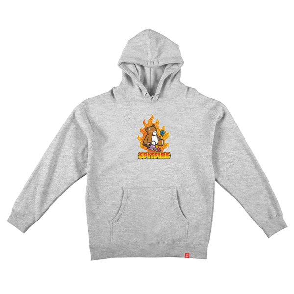 Spitfire Wheels Lil Beatdowns Heather Grey Men's Hooded Sweatshirt - Medium