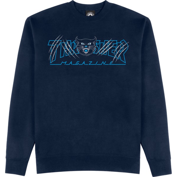 Thrasher Magazine Gato Navy Men's Crew Neck Sweatshirt - X-Large
