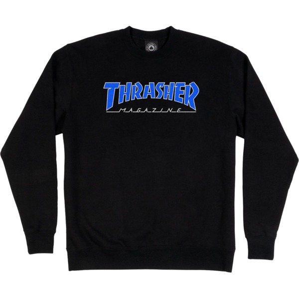 Thrasher Magazine Outlined Black / Blue Men's Crew Neck Sweatshirt - X-Large
