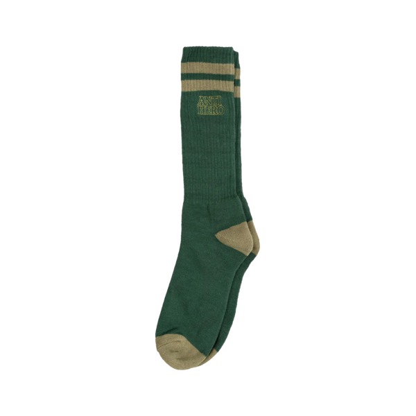 Anti Hero Skateboards Black Hero Outline Forest Green / Camel Crew Socks - One Size Fits Most