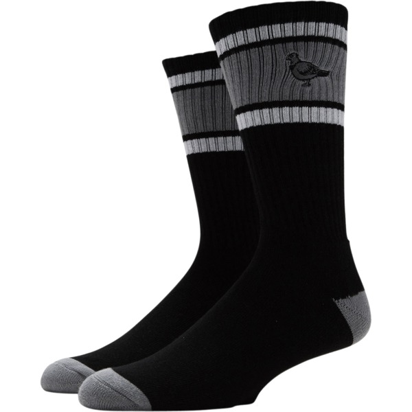 Anti Hero Skateboards Basic Pigeon Black / Grey / White Embroidered Crew Socks - One Size Fits Most