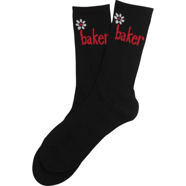 Baker Skateboards Daisy Black Crew Socks - One size fits most