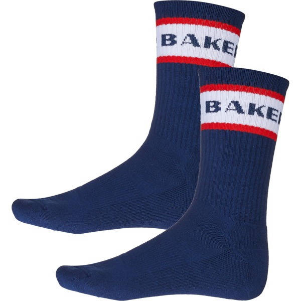 Baker Skateboards Red Stripe Navy Crew Socks - One size fits most