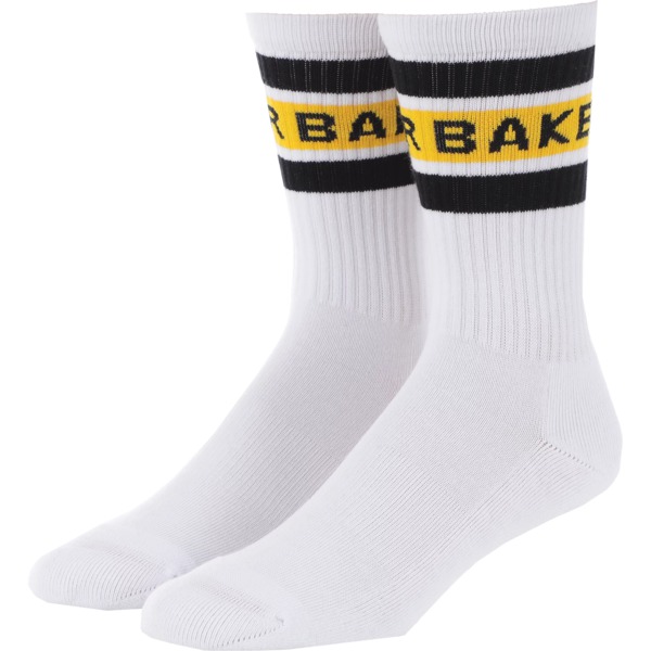 Baker Skateboards Yellow Stripe Crew Socks - One size fits most