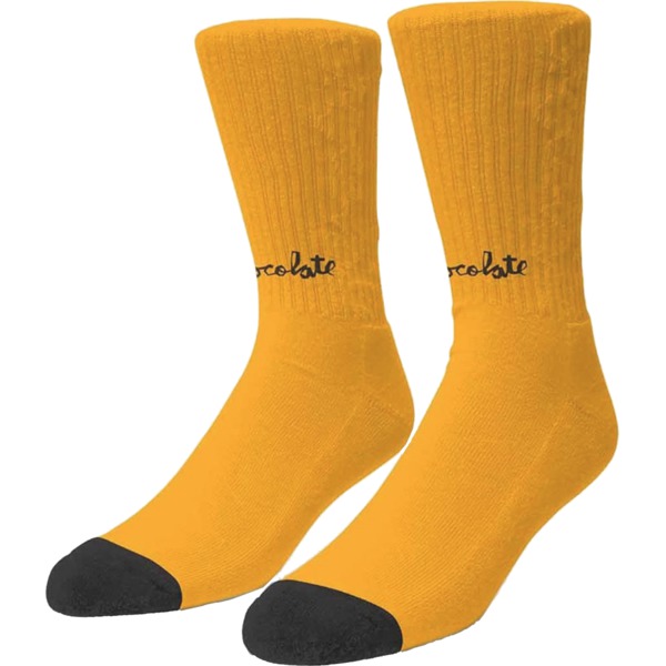 Chocolate Skateboards Lost Chunk Gold / Black Crew Socks - One size fits most