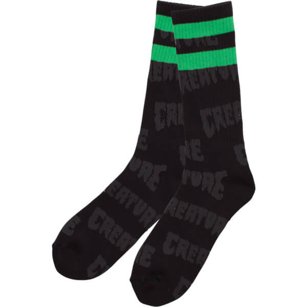 Creature Skateboards Chud Black / Green Crew Socks - One ...