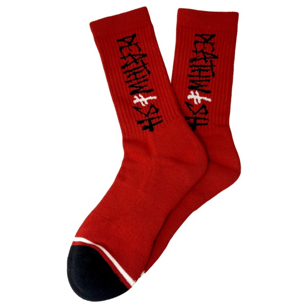 Deathwish Skateboards Deathspray Cherry Red Crew Socks - One size fits most Deathwish Skateboards Deathspray Cherry Red Crew Socks - One size fits most
