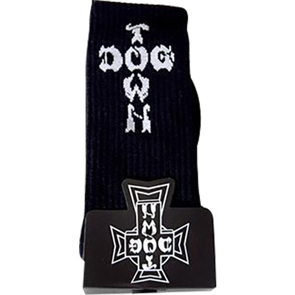 Dogtown Skateboards Cross Letters Black / White Crew Socks - One size fits most