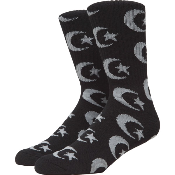 Foundation Skateboards Star & Moon Repeat Black Crew Socks - One Size Fits All