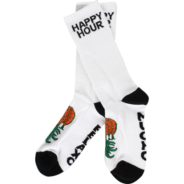 Happy Hour Skateboards Mucho Relaxo White Crew Socks - One size fits most