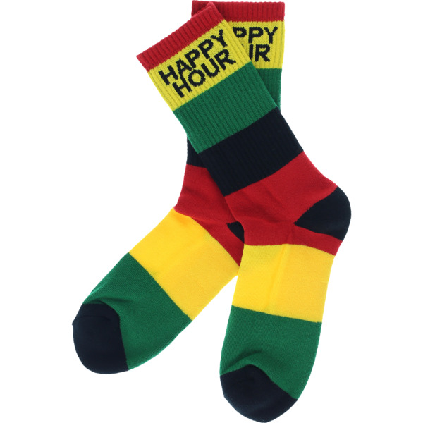 Happy Hour Skateboards Mucho Relaxo Rasta Crew Socks - One size fits most