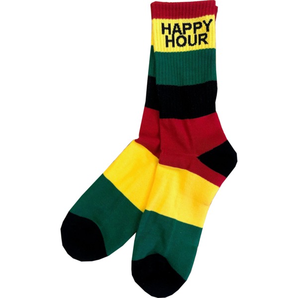 Happy Hour Skateboards Much Relaxo Rasta Crew Socks - One size fits most