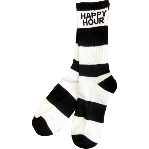 Happy Hour Skateboards Stripes Black / White Crew Socks - One size fits most Happy Hour Skateboards Stripes Black / White Crew Socks - One size fits most