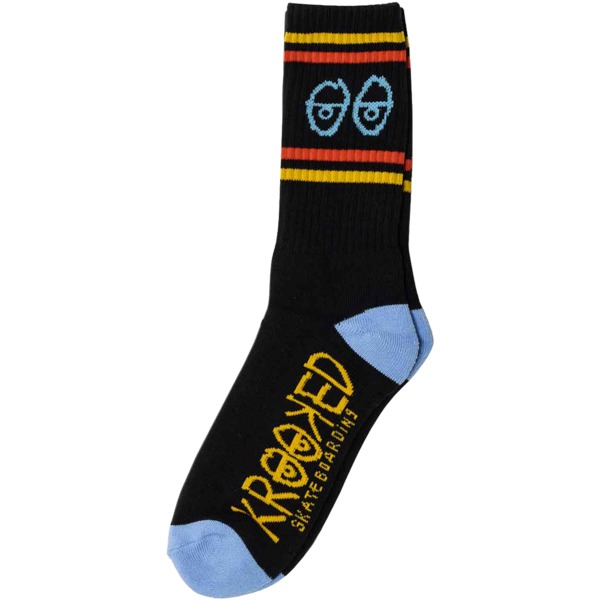 Krooked Skateboards Eyes Black / Blue / Gold / Red Crew Socks - One Size Fits Most