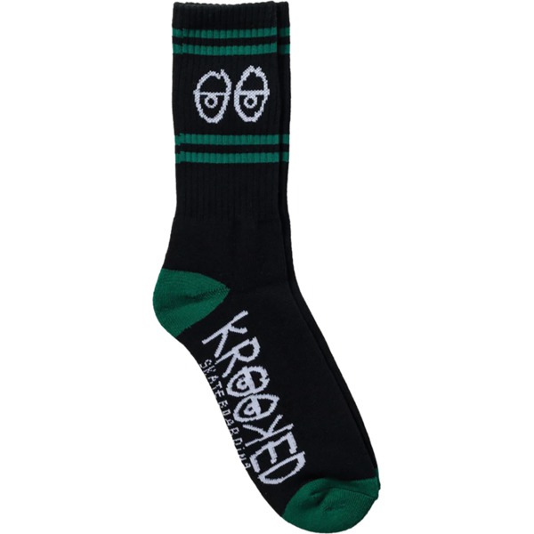 Krooked Skateboards Eyes Black / Green / White Crew Socks - One size fits most