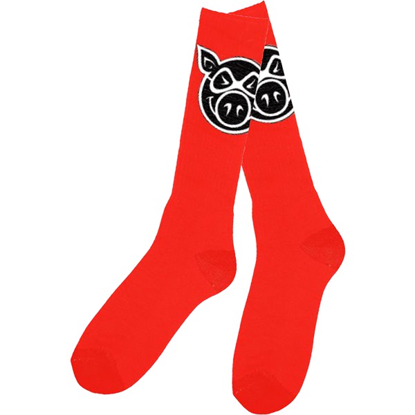Pig Wheels Head Red Tall Socks - One size fits most