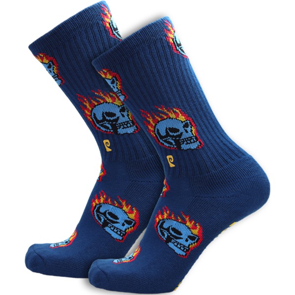 Psockadelic Socks Burning Skull Crew Socks - One Size Fits All