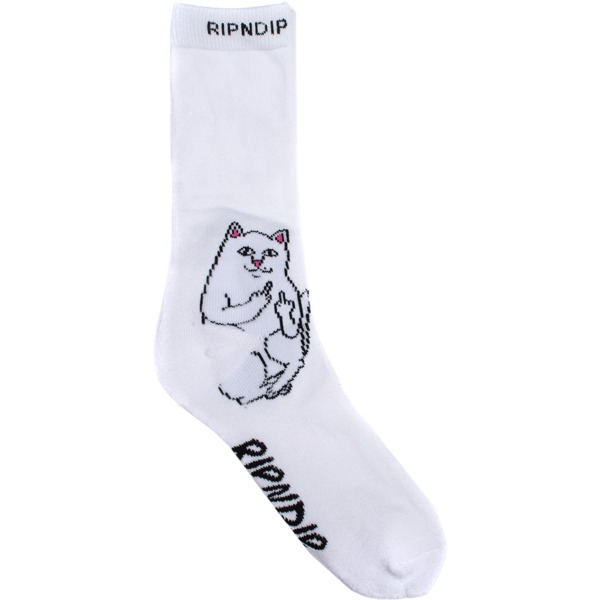 Rip N Dip Lord Nermal White Crew Socks - One Size Fits Most