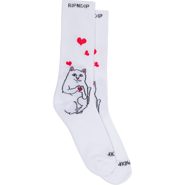 Rip N Dip Nermal Loves White Crew Socks - One Size Fits Most