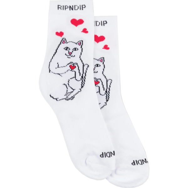 Rip N Dip Nermal Loves White Mid Socks - One size fits most