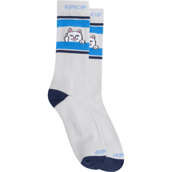 Rip N Dip Peeking Nermal Heather Ash / Navy Crew Socks - One Size Fits Most