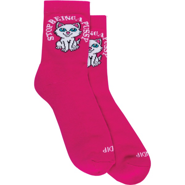 Rip N Dip Stop Being A Pussy 2 Pink Crew Socks - One size fits most
